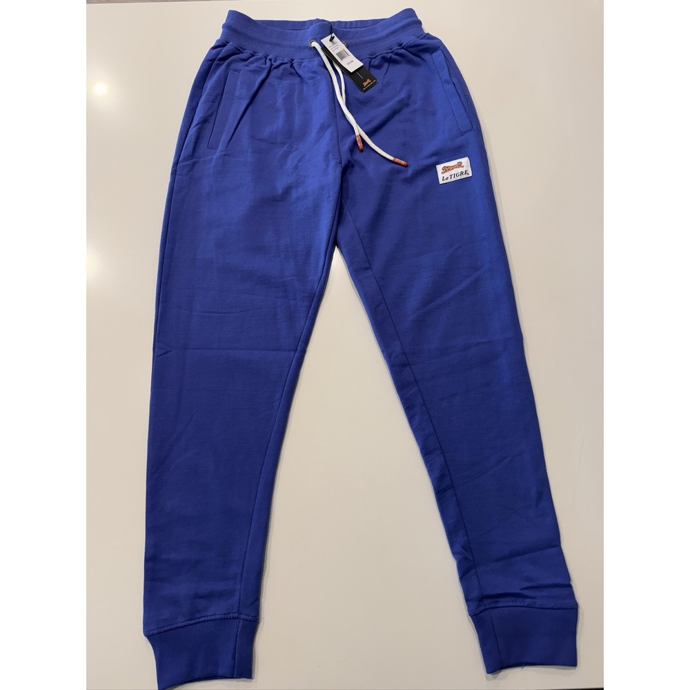 Le TIGRE Sweatpants Men's Medium Blue Iris Cotton Joggers‎ Drawstring 30 Inseam